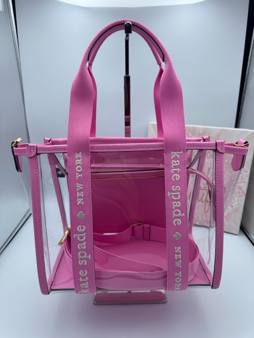 Kate Spade Kip Clear Small Tote in the color "Surf Pink"